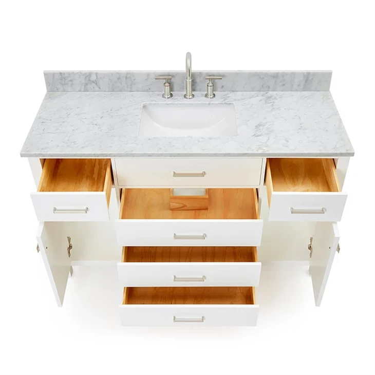 55'' Single Bathroom Vanity With Carrara Marble Top